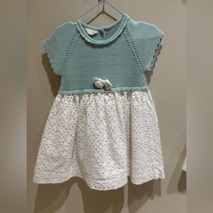 Small brand girls cotton eyelet knit Easter dress 24 month